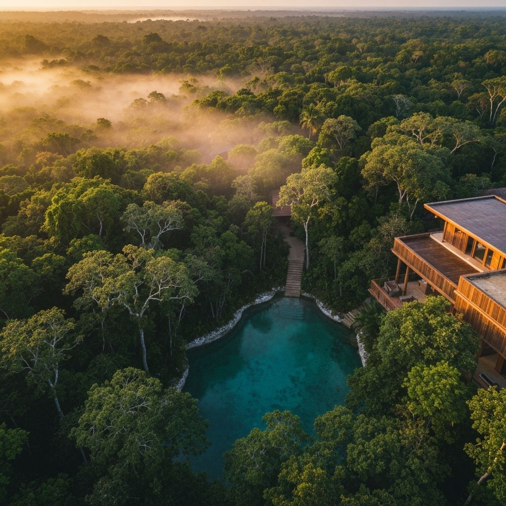 Serene retreat setting surrounded by nature